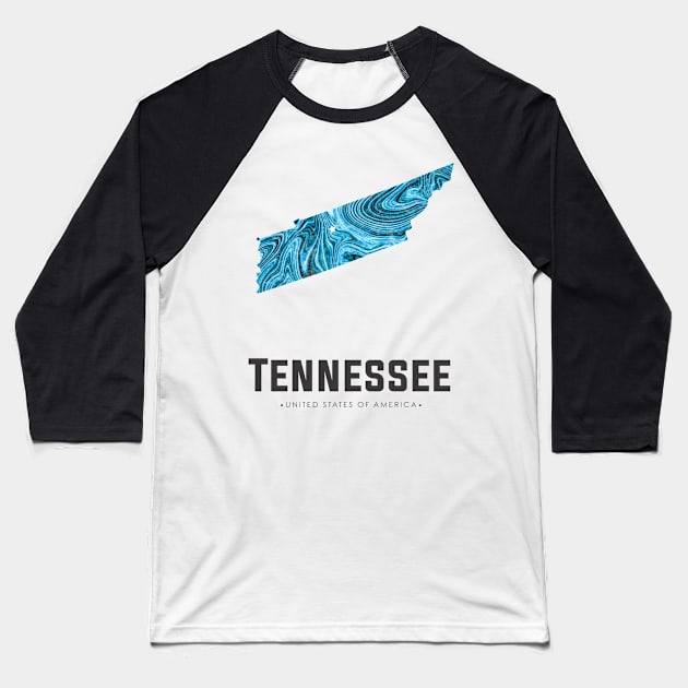 Tennessee state map abstract blue Baseball T-Shirt by StudioGrafiikka